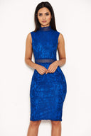 blue fine lace midi dress AE Bella Lace Inset Midi Dress