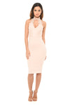 Pink Halterneck Choker Dress With Lace Detail