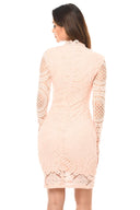 Blush High Neck Long Sleeved Dress