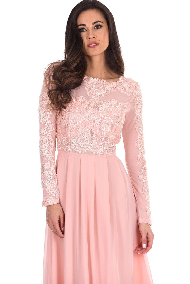 Lace Detail Sleeved Maxi Dress
