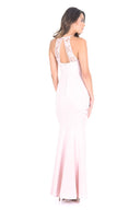 Blush Lace Top Maxi Dress With Thigh High Split