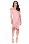 Blush Off The Shoulder Frill Detail Bodycon Dress
