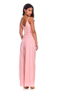 Blush Wide Leg Thigh Split Jumpsuit