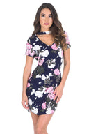 Bodycon Mini Navy Floral Dress