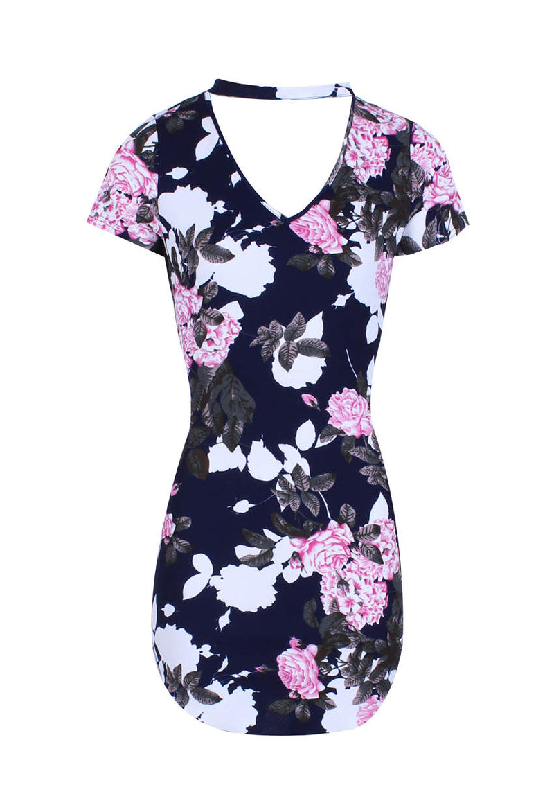 Bodycon Mini Navy Floral Dress