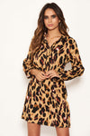 Brown Leopard Print Shirt Dress