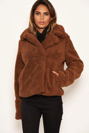 Brown Teddy Faux Fur Short Coat