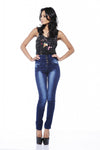High Waist Fitted Blue Jeans