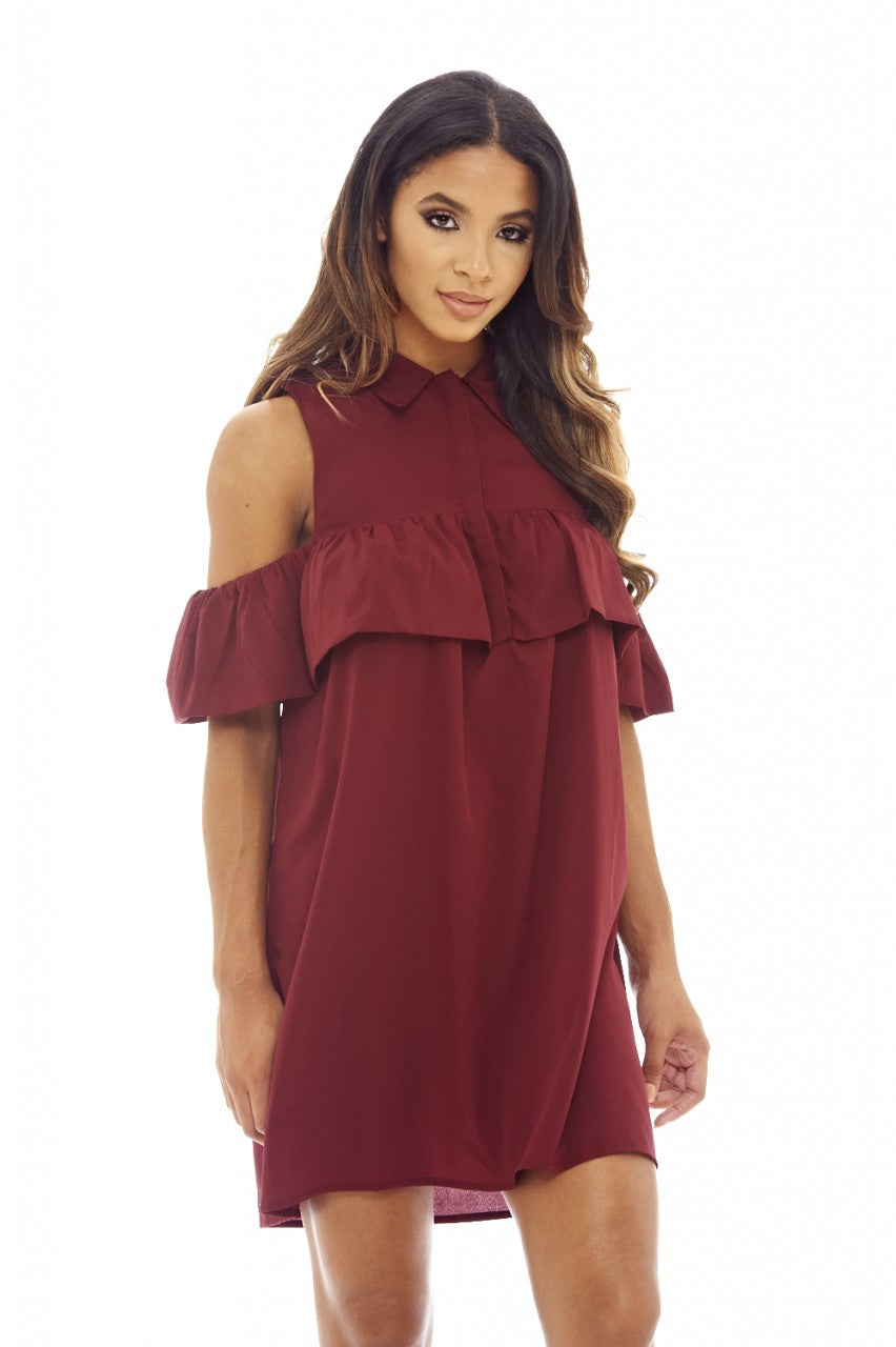 Cold shoulder shirt dress 2025
