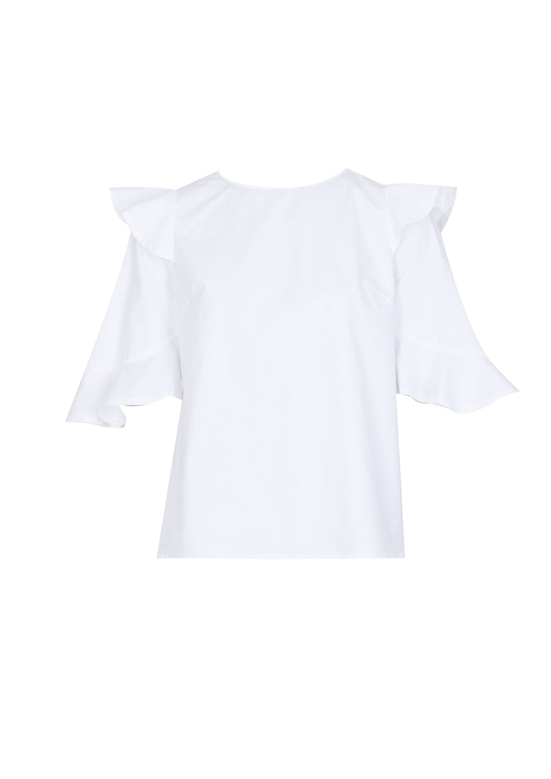 Cream Double Frill Sleeved Shirt