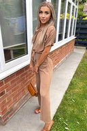 Camel Knitted Jumpsuit