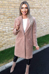 Camel Long Teddy Coat