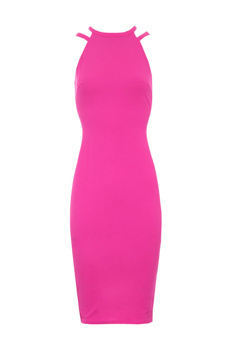 Cerise Double Strap Midi Dress