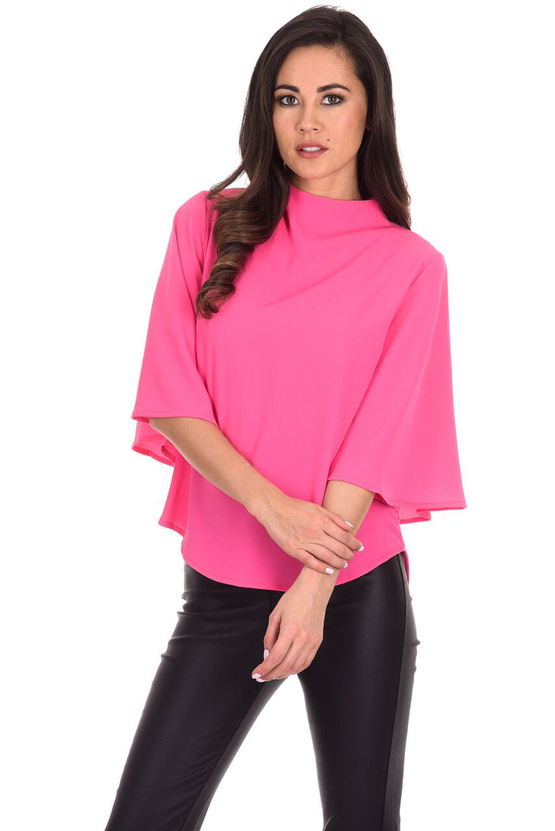 Cerise Flared Sleeve Top