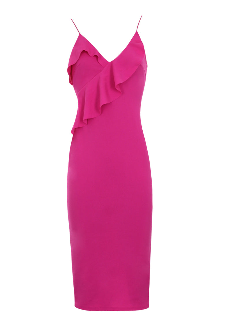 Cerise Frill Front Bodycon Dress
