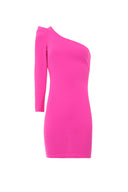 Cerise One Sleeve Bodycon Midi Dress