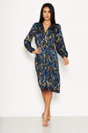 Chain Printed Wrap Style Dress