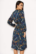 Chain Printed Wrap Style Dress