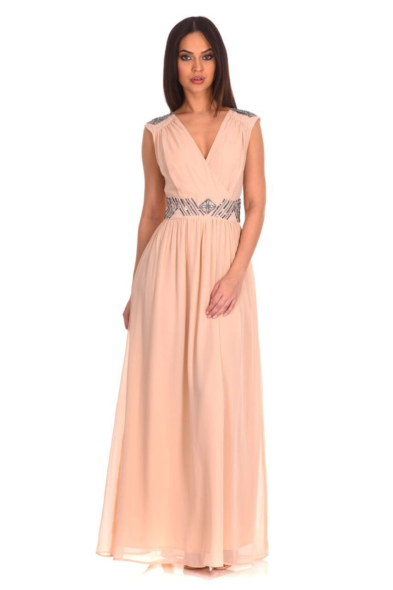 Champagne Embellished Maxi Dress – AX Paris