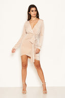 Champagne Glitter Wrap Over Dress