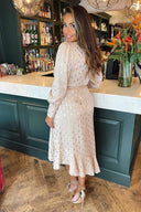 Champagne Wrap Long Sleeve Midi Dress