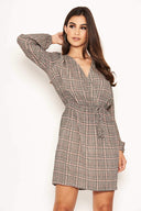 Checked Button Front Dress