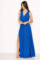 Cobalt Wrap Front Maxi Dress