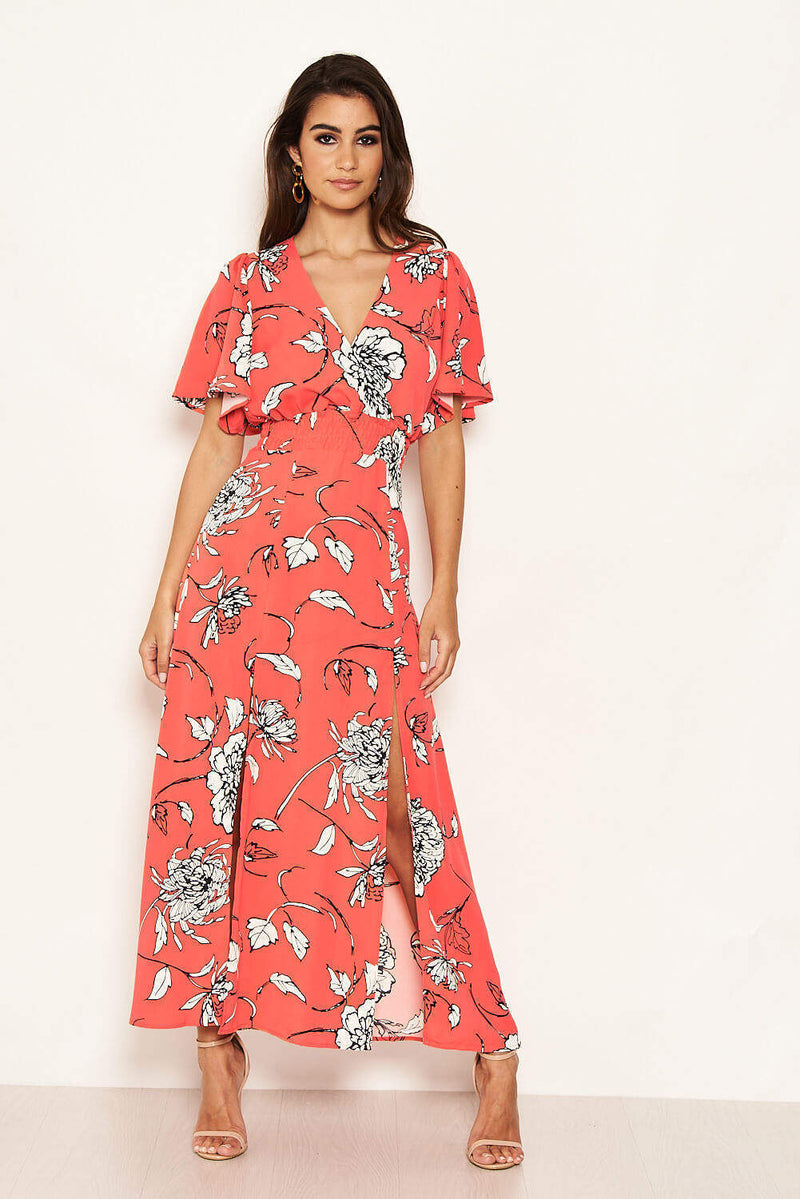 Coral bell shop sleeve dress