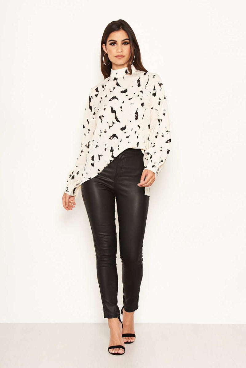 High neck abstract print sweaters sale