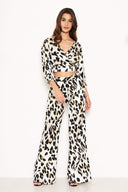 Cream Animal Print Trousers