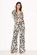 Cream Animal Print Trousers