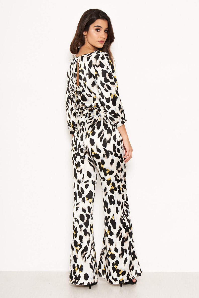 Cream Animal Print Trousers AX Paris