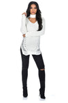 Cream Choker Ladder Cable Knit Jumper