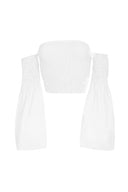 Cream Crop Flare Sleeved Top