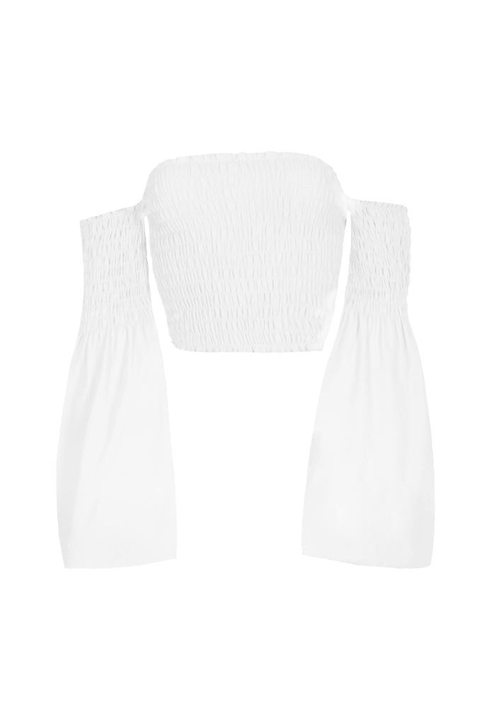 Cream Crop Flare Sleeved Top