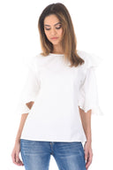 Cream Double Frill Sleeved Shirt