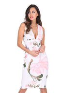 Cream Floral Crochet Detail Midi Dress