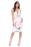 Cream Floral Crochet Detail Midi Dress