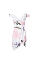 Cream Floral Printed Wrap Dress