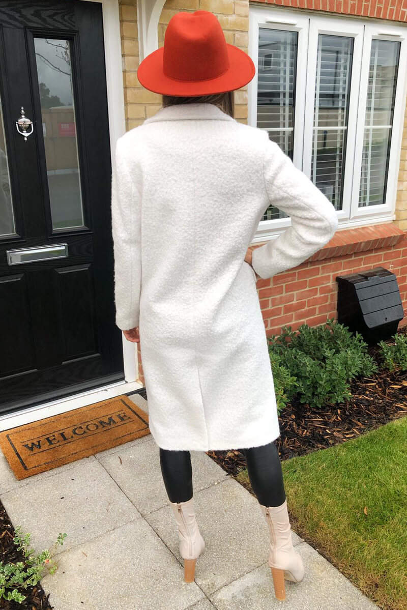 Cream Long Boucle Coat