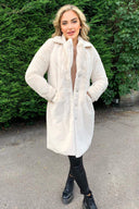 Cream Long Faux Fur Coat