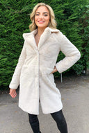 Cream Long Faux Fur Coat