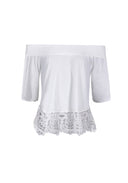 Cream Off The Shoulder Crochet Top
