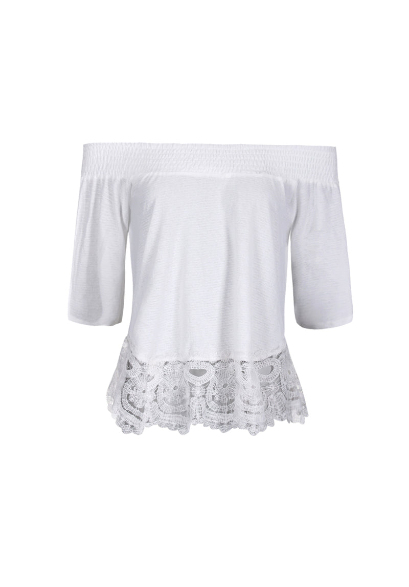 Cream Off The Shoulder Crochet Top