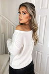 Cream Off The Shoulder Knitted Jumper