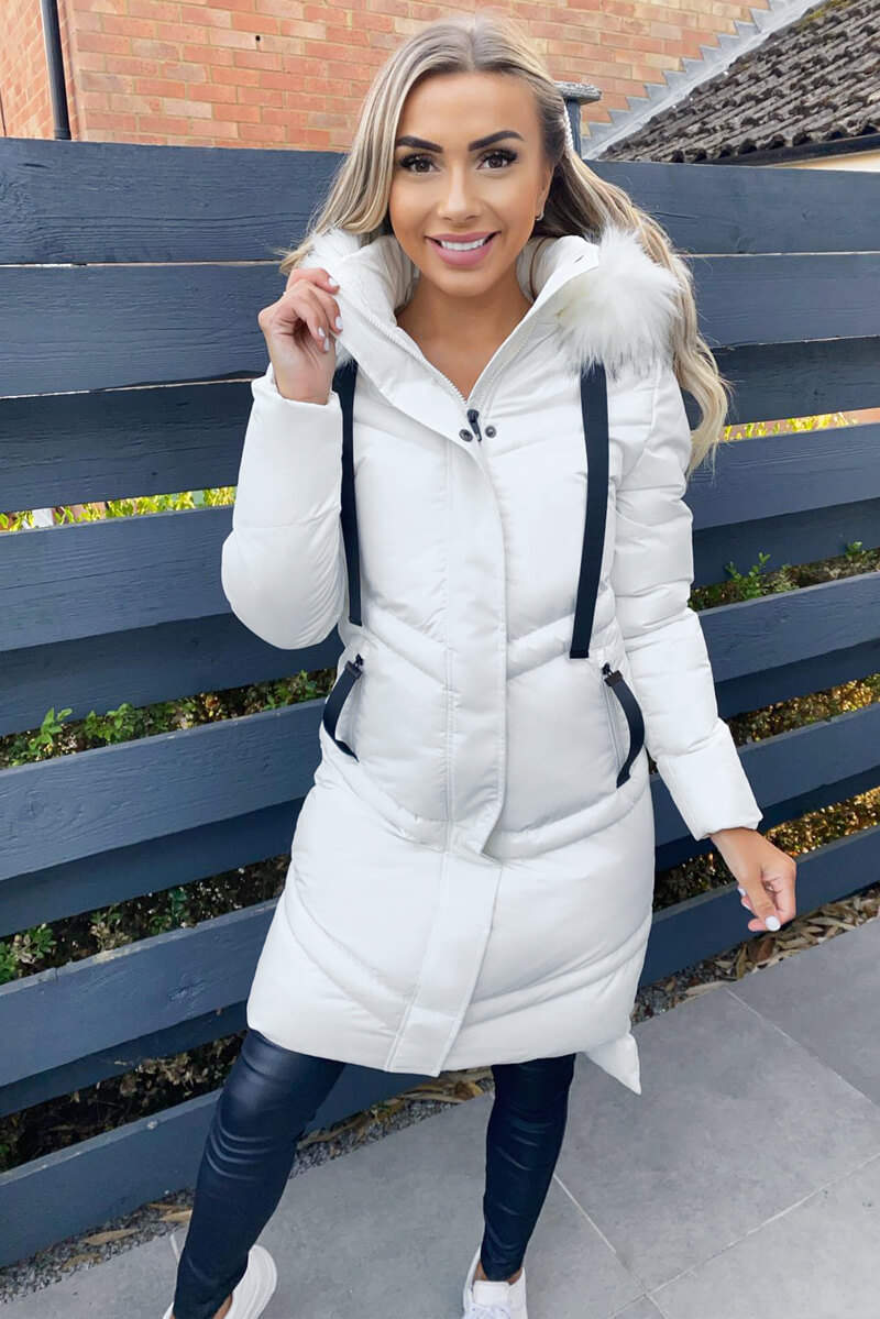 Cream Padded Longline Puffer Coat – AX Paris