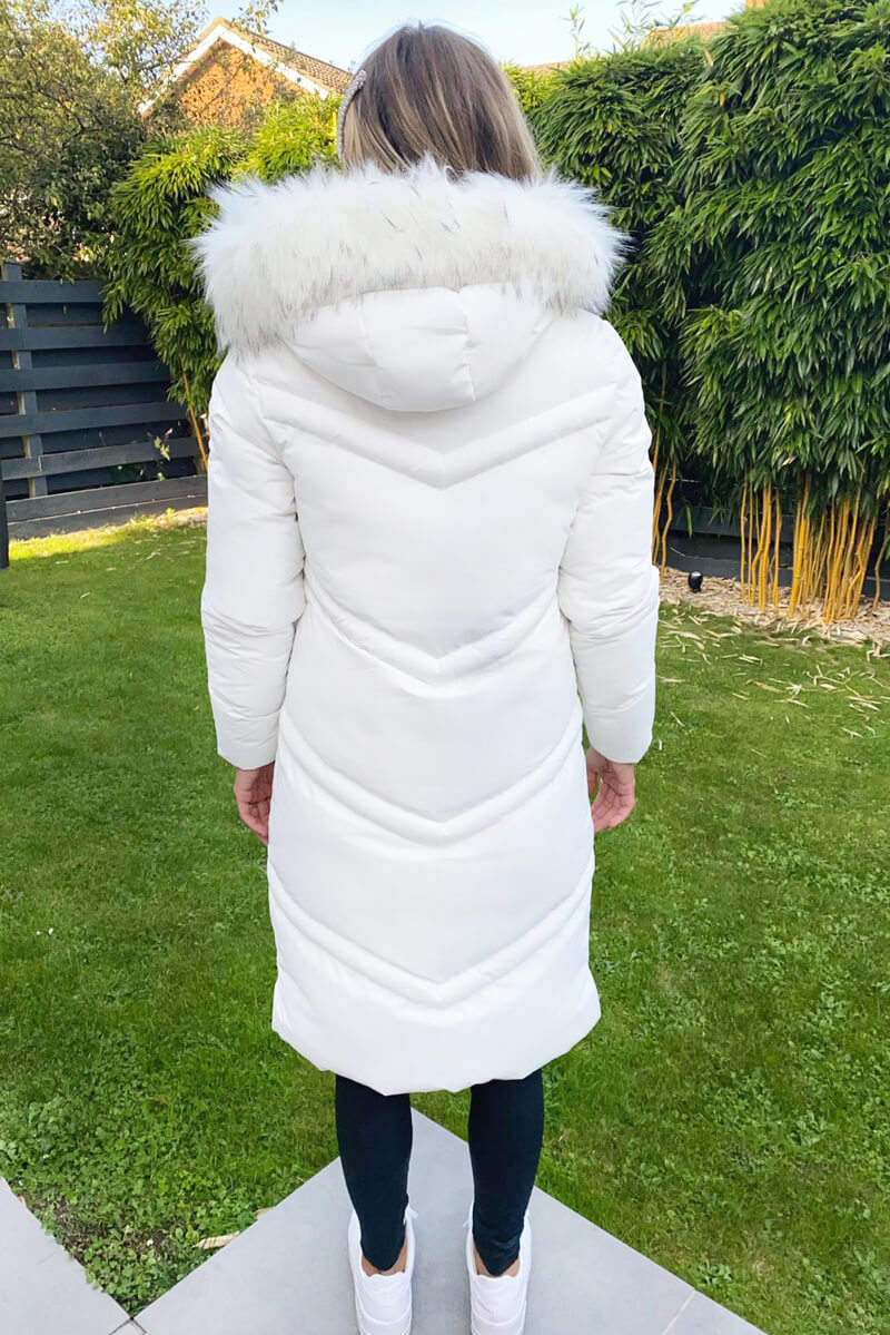 Cream Padded Longline Puffer Coat – AX Paris