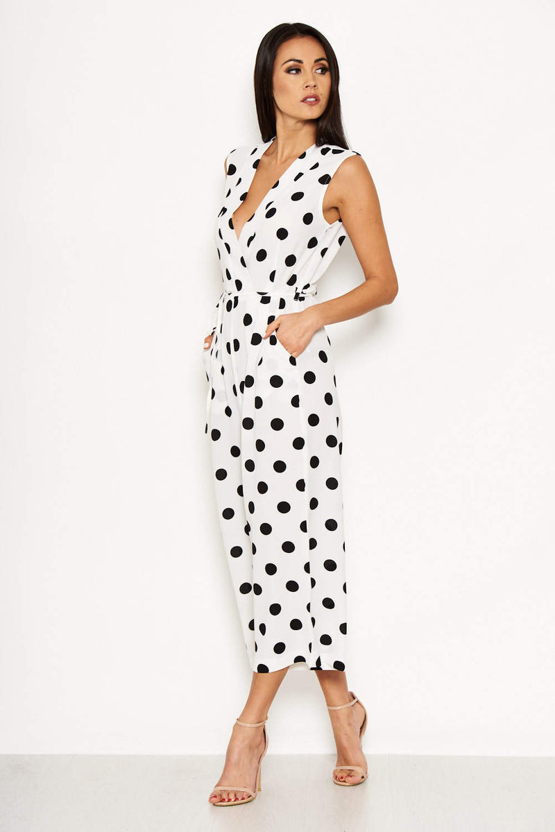 Cream Polka Dot Culotte Jumpsuit