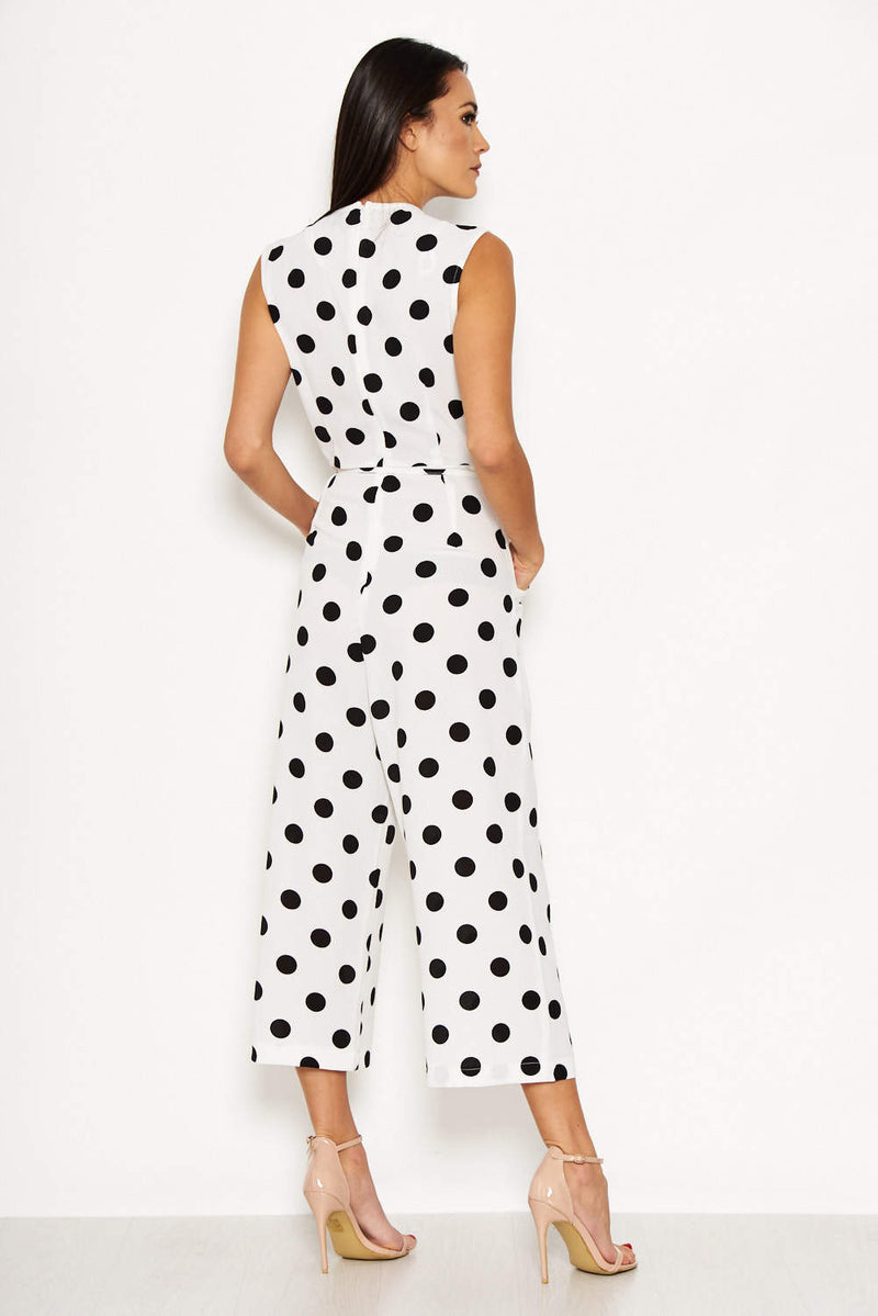 Cream Polka Dot Culotte Jumpsuit