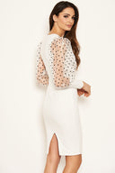 Cream Polka Dot Puff Sleeve Midi Dress